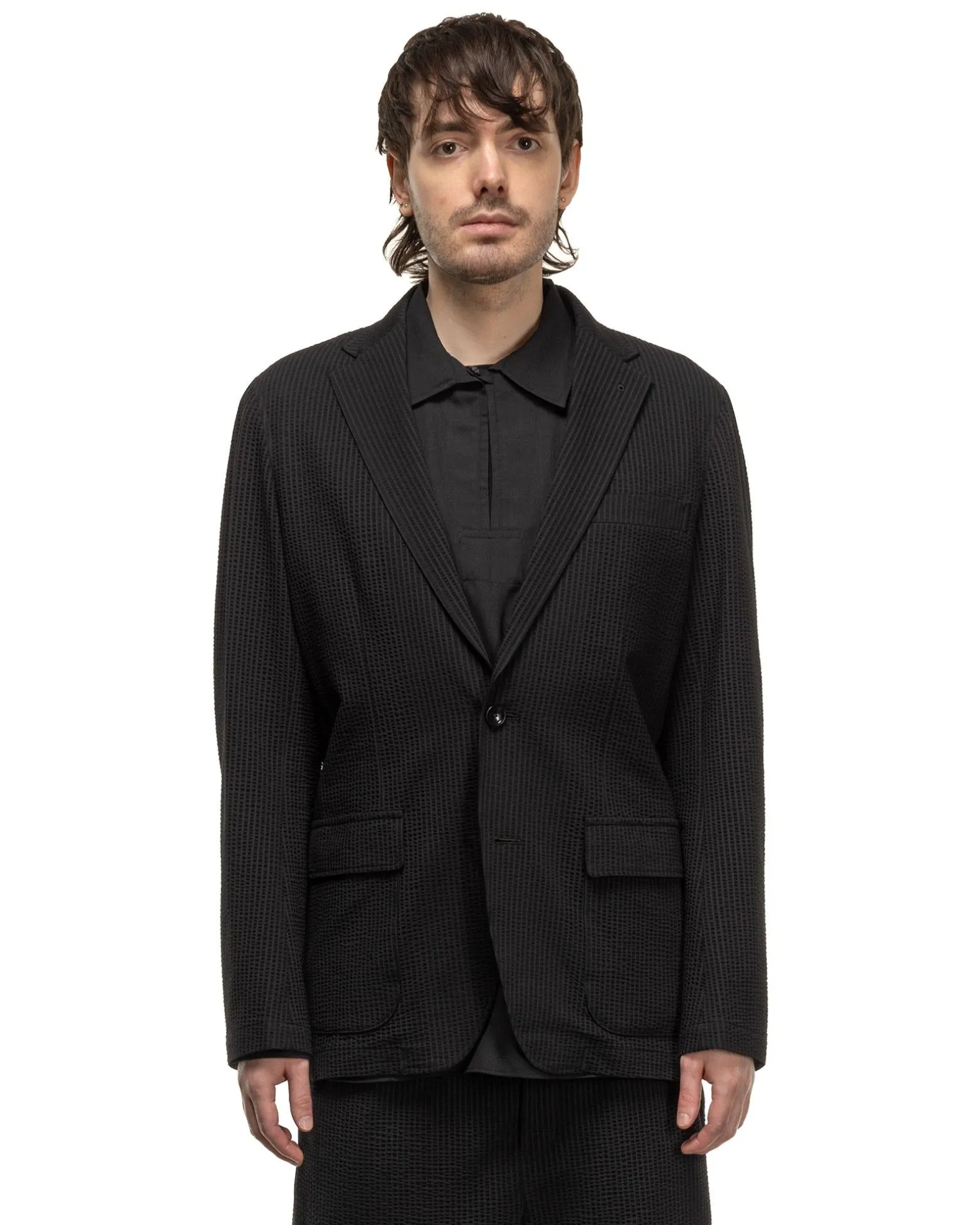 High Gauge Wave Stripe Standard 2Button Jacket Black