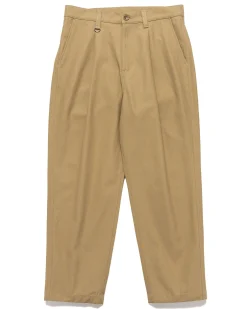 High Twisted Washer Cotton Serge Wide Tapered Pants Beige