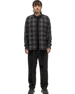 High Twisted Washer Cotton Serge Wide Tapered Pants Black