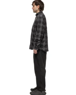 High Twisted Washer Cotton Serge Wide Tapered Pants Black
