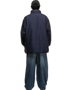 Hooded Down Sur Coat-C/Pe Moire Stripe Jq. Blue