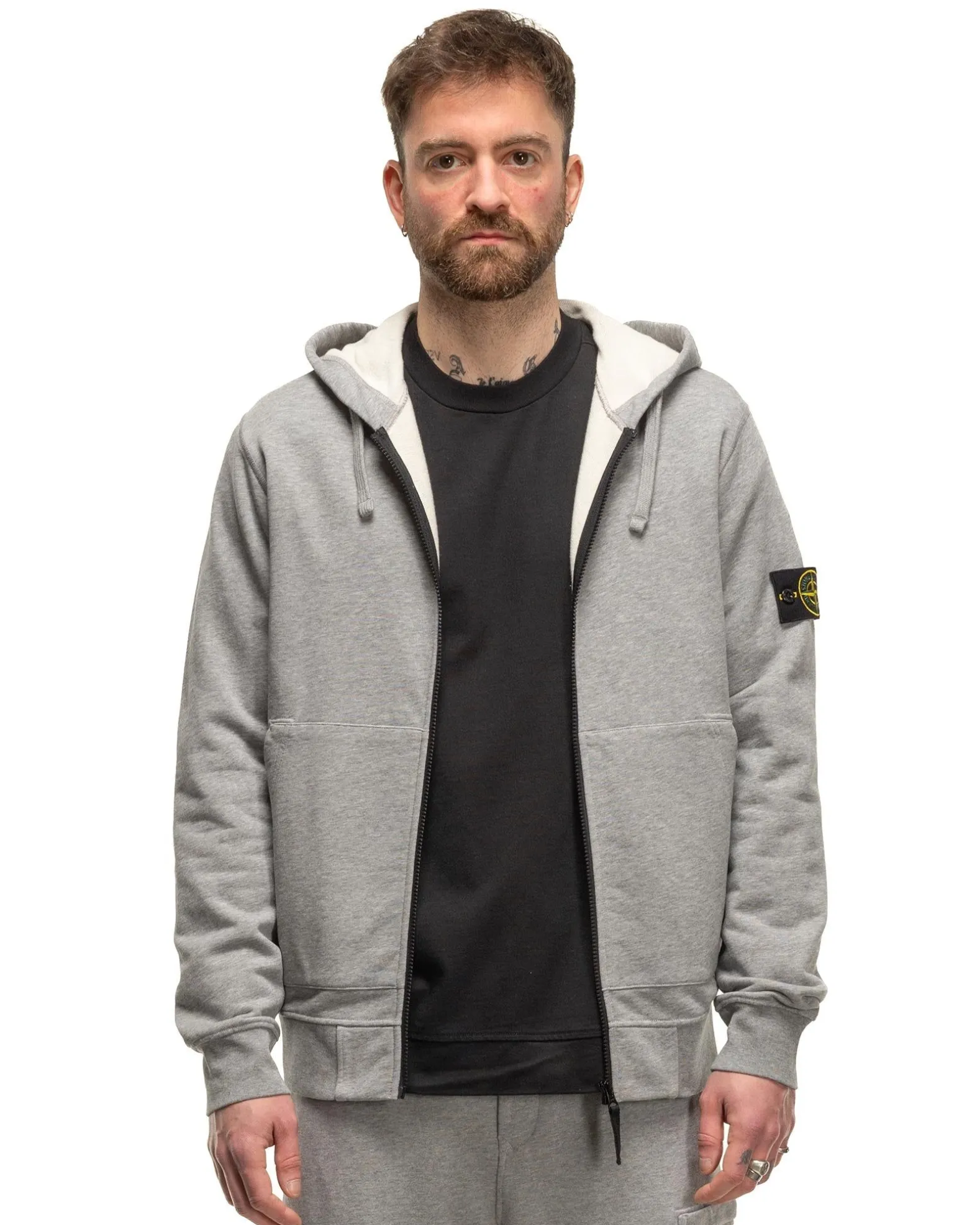 Hooded Track Top Melange Grey