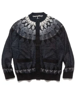 Jacquard Knit Cardigan Black