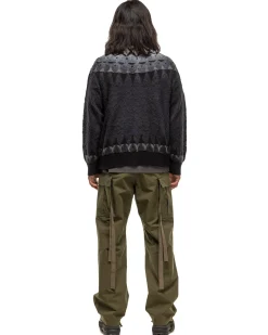 Jacquard Knit Cardigan Black