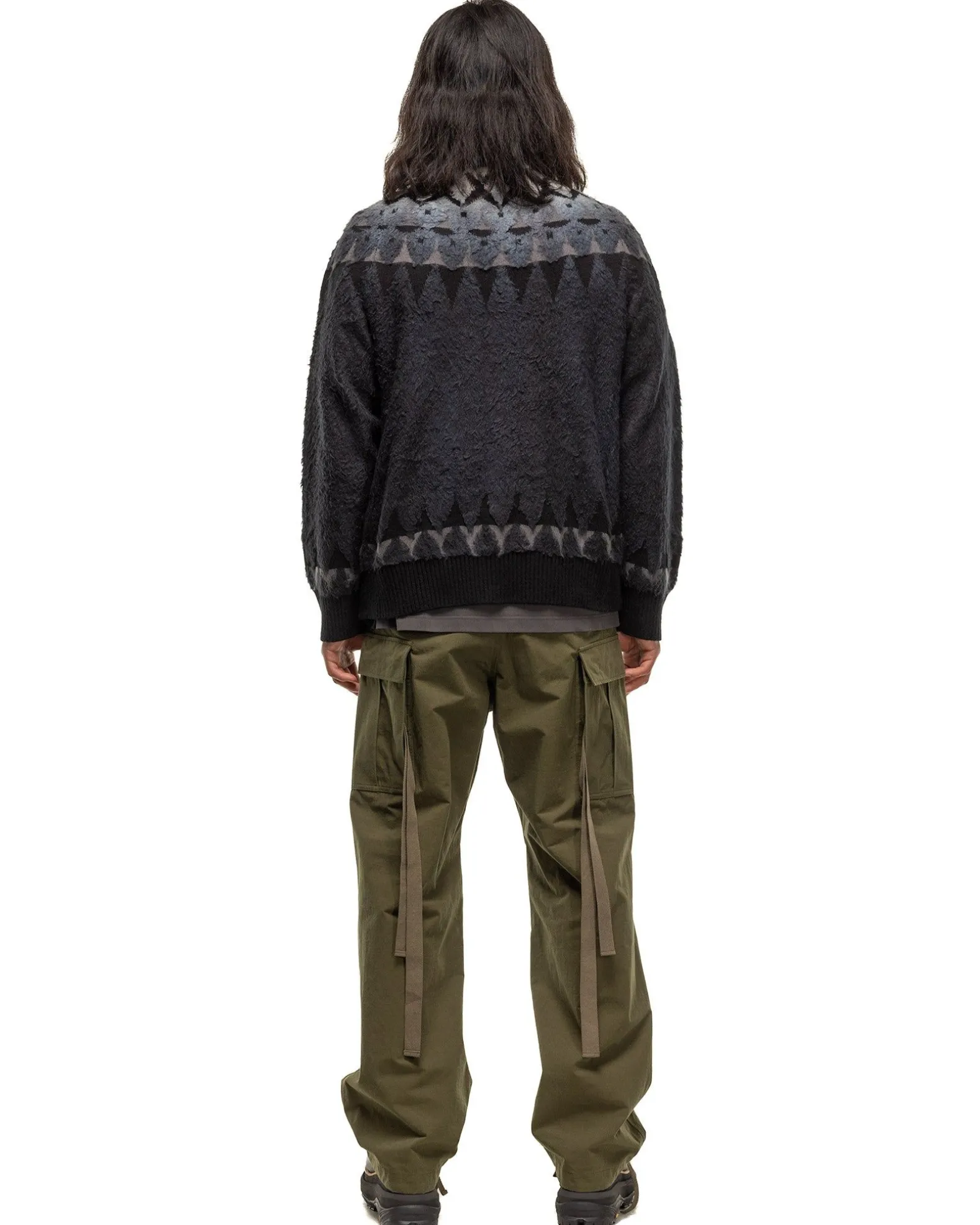 Jacquard Knit Cardigan Black