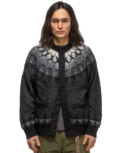 Jacquard Knit Cardigan Black