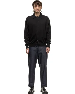 Knit Polo Cardigan Black
