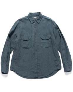 Linen Clip Shirt Blue Grey