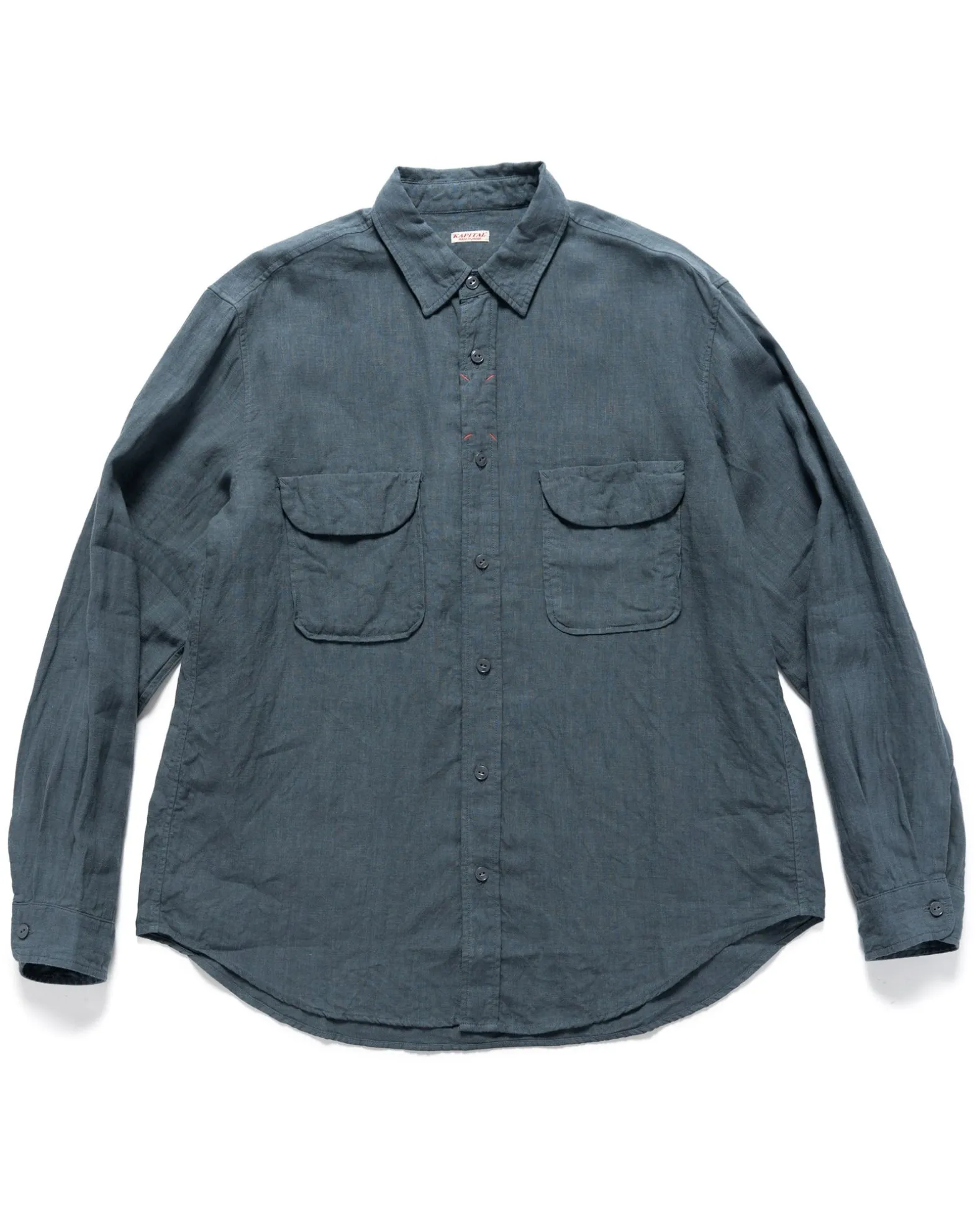 Linen Clip Shirt Blue Grey