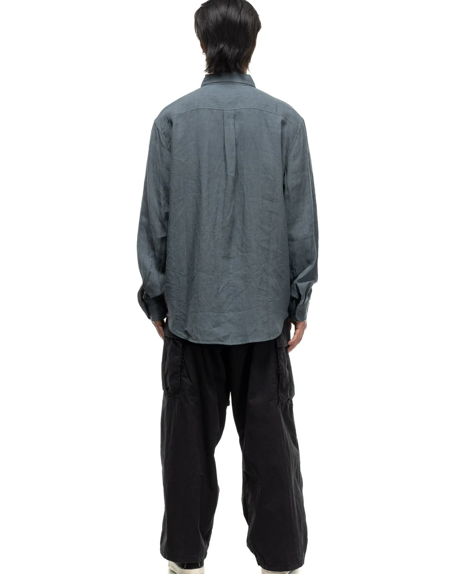 Linen Clip Shirt Blue Grey