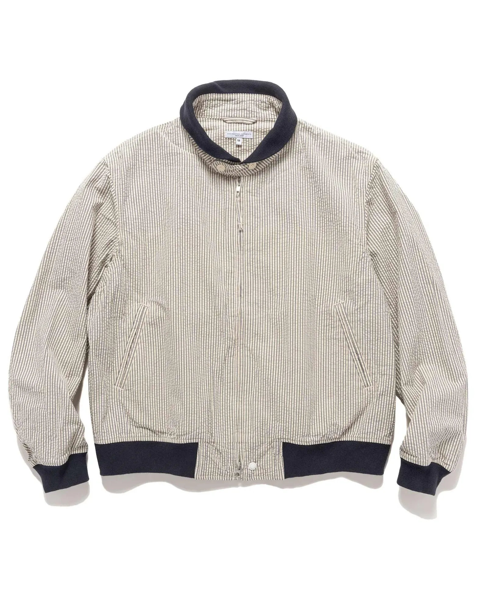 Ll Jacket Cotton Seersucker Navy/ Natural