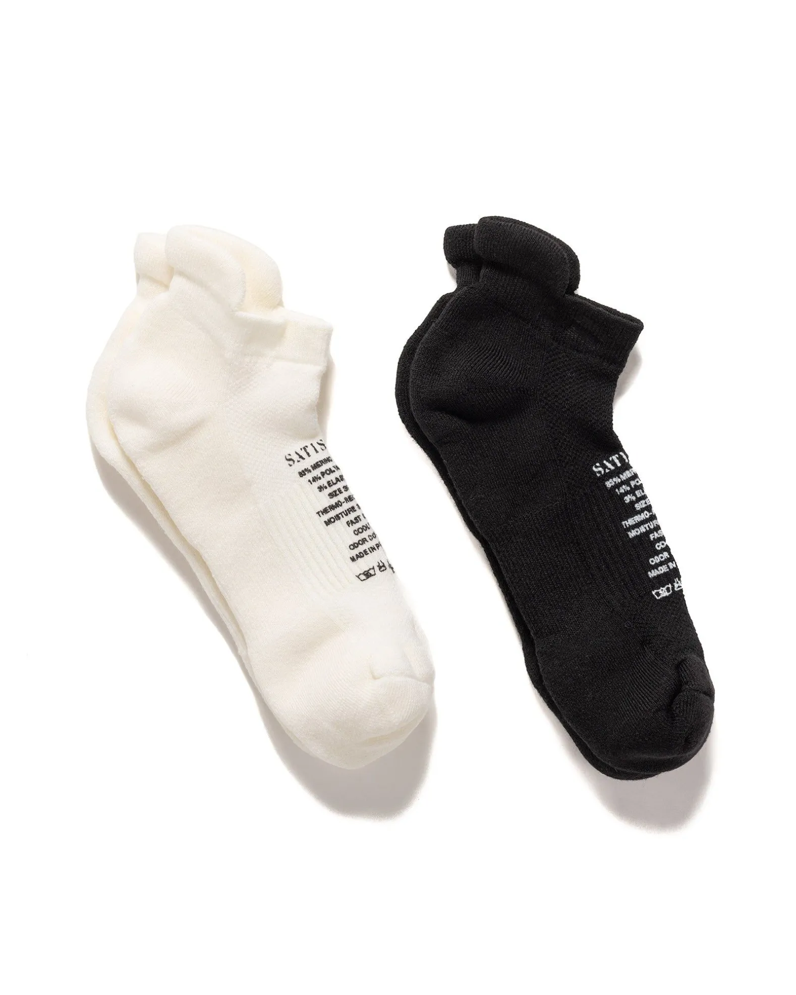 Merino Low Socks White & Black