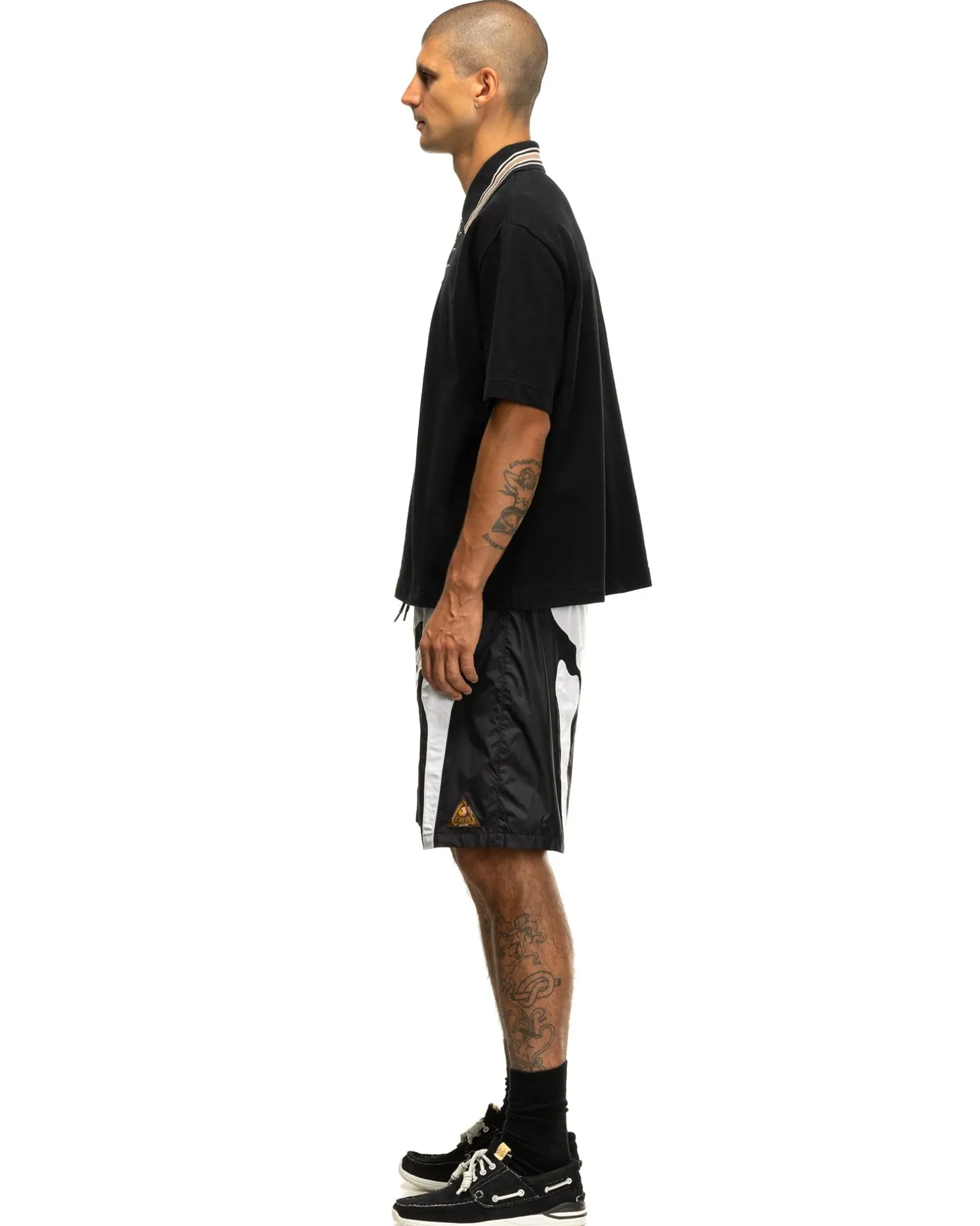 Nylon Bone Swim Trunks Black