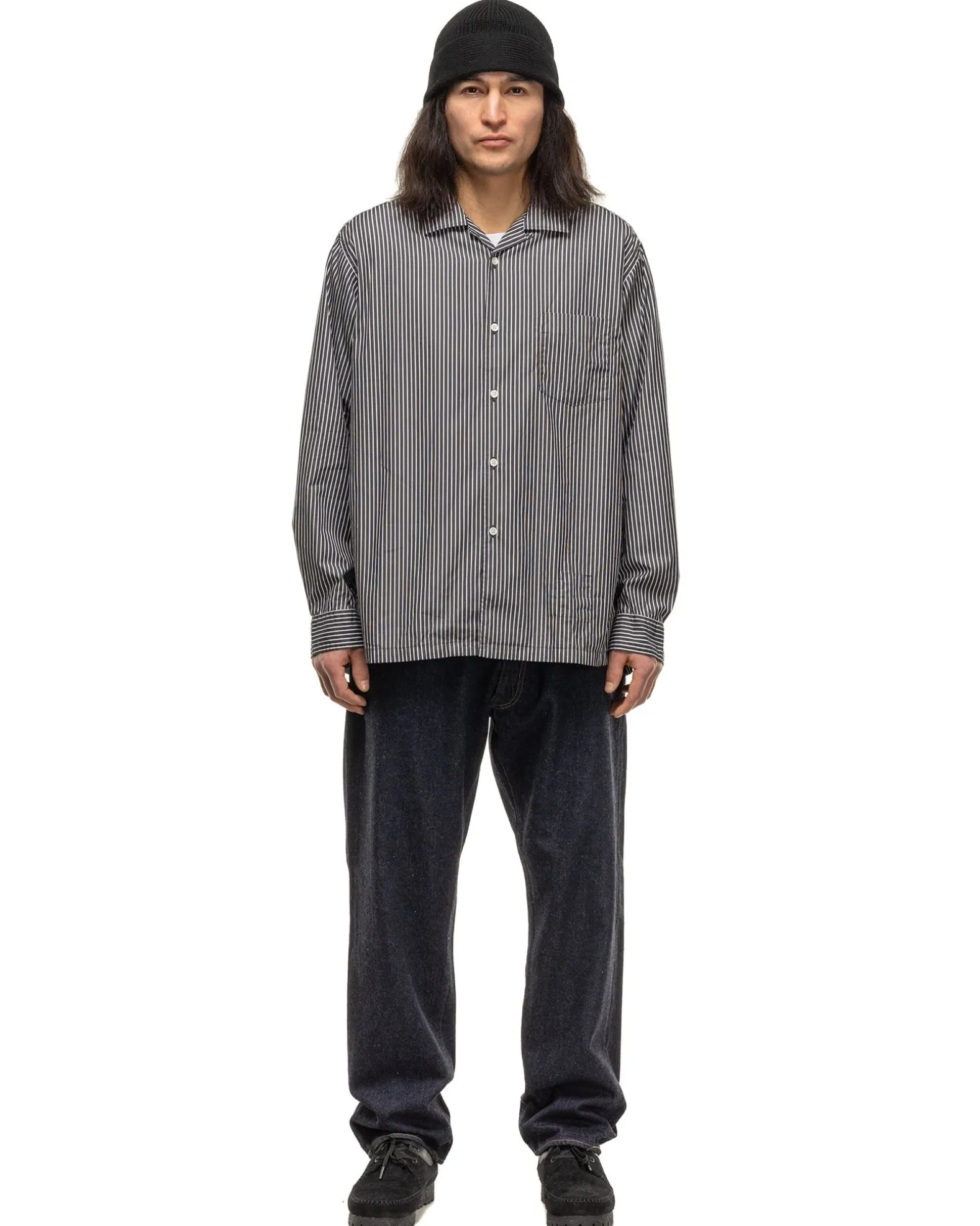Officer L/S Shirt Cotton Broad London Stripe Black