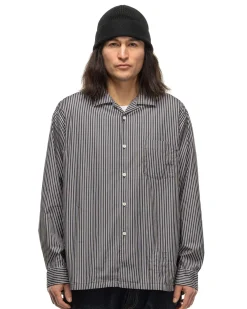Officer L/S Shirt Cotton Broad London Stripe Black