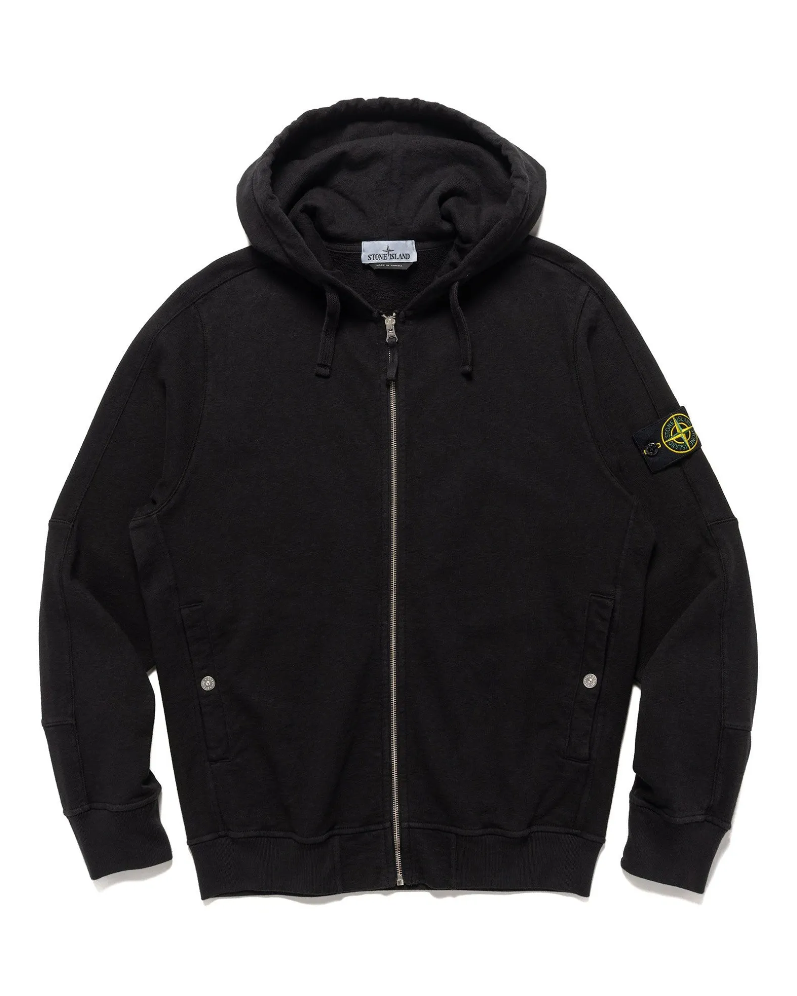 Old' Treatment Hooded Full Zipper Sweatshirt Black