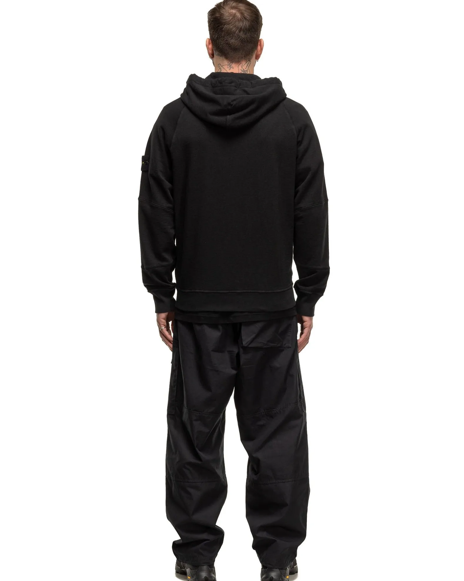 Old' Treatment Hooded Full Zipper Sweatshirt Black