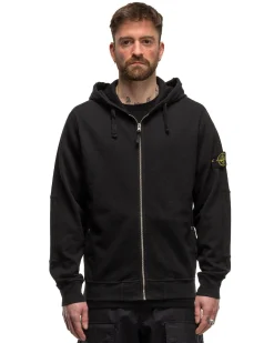 Old' Treatment Hooded Full Zipper Sweatshirt Black