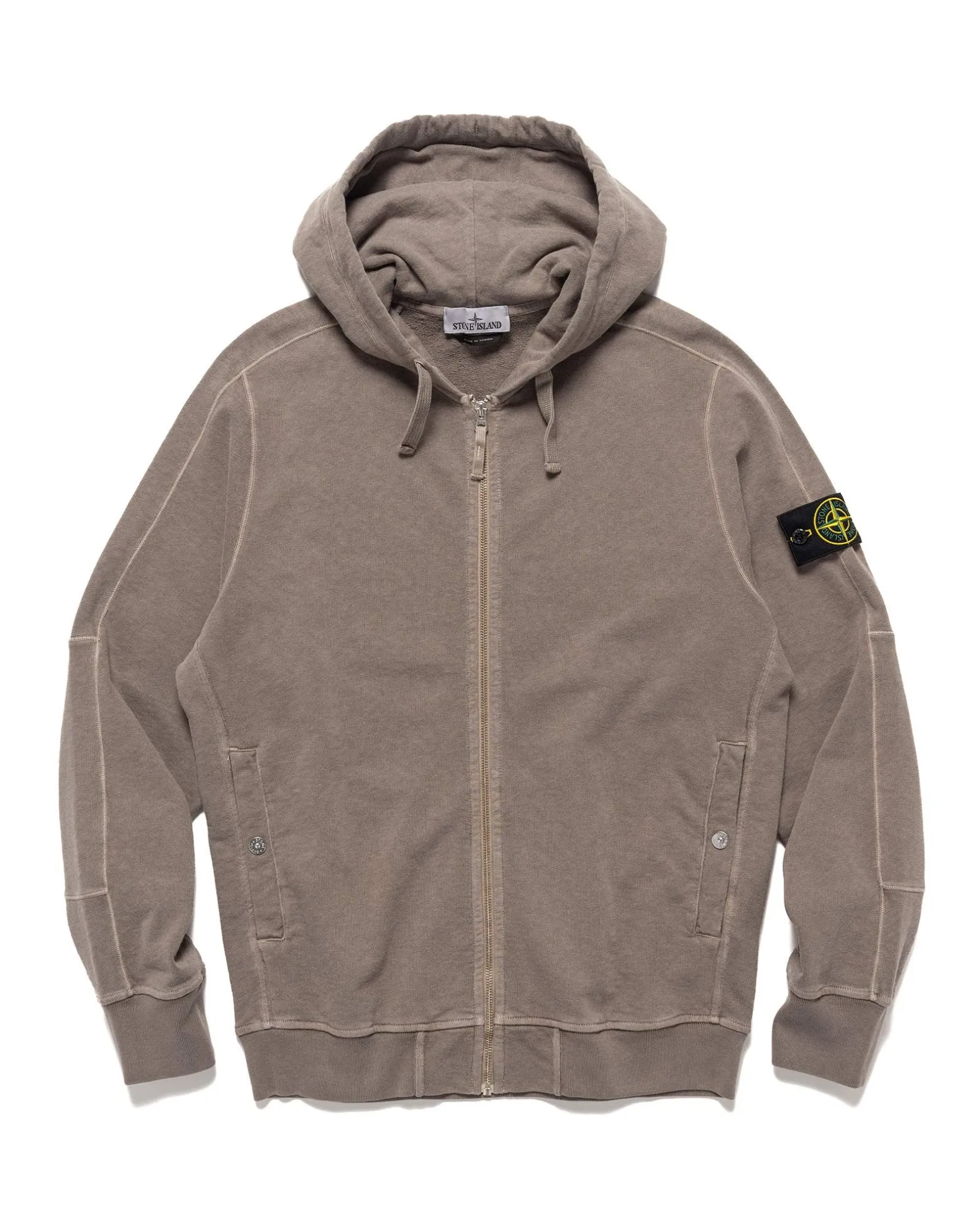 Old' Treatment Hooded Full Zipper Sweatshirt Dove Grey