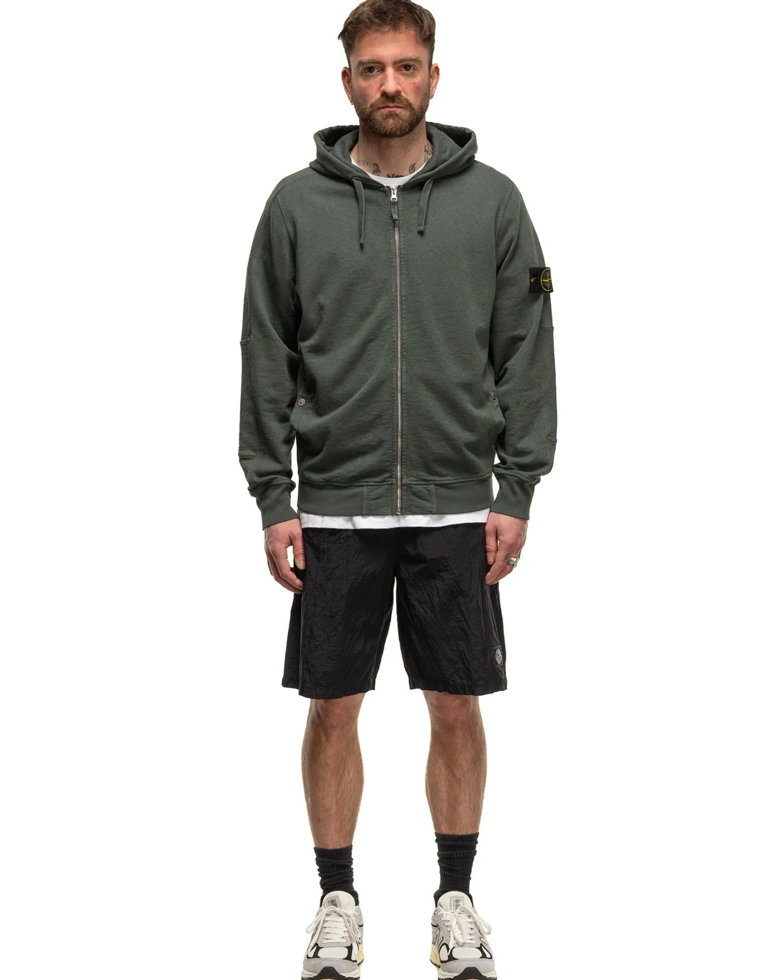 Old' Treatment Hooded Full Zipper Sweatshirt Musk