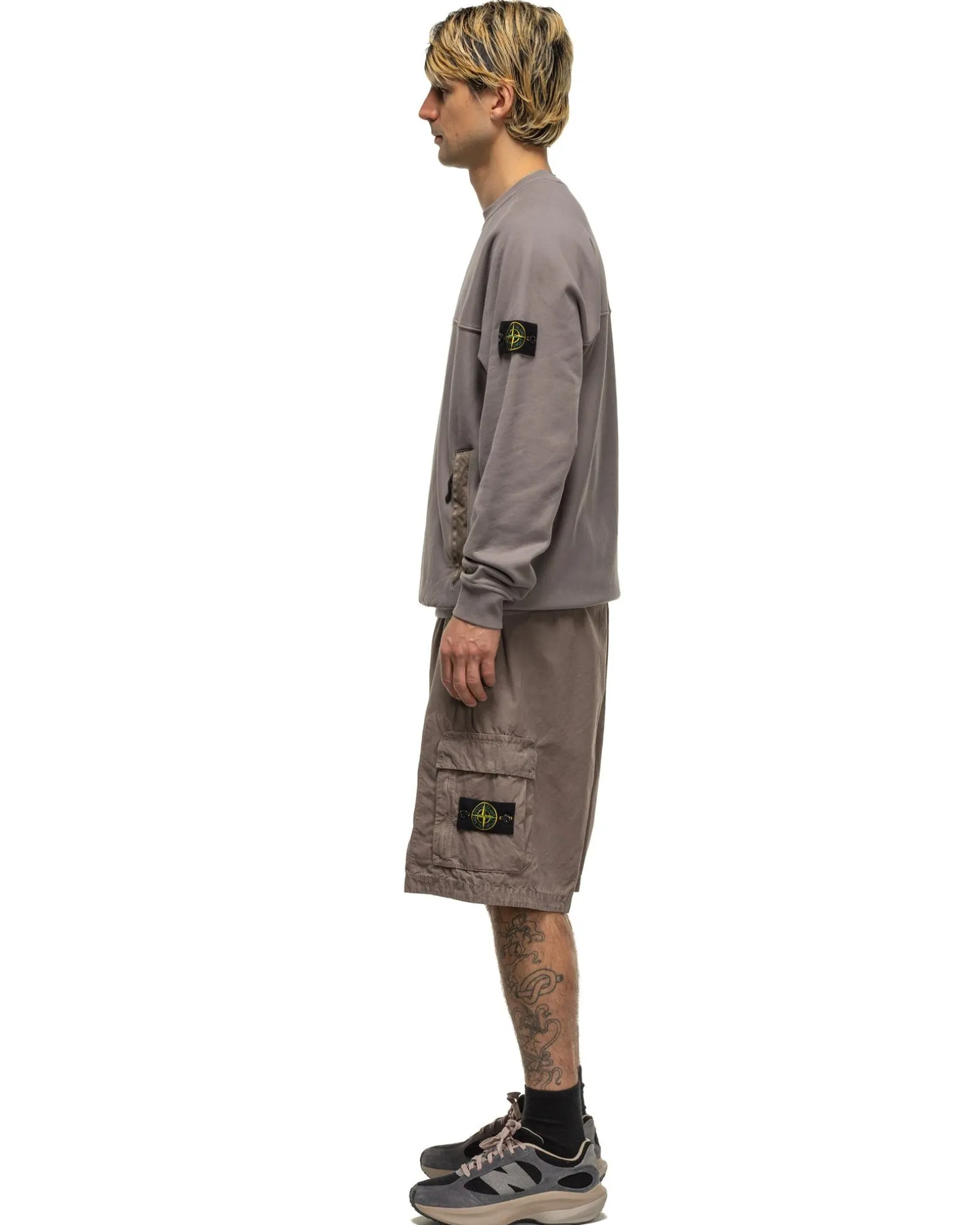 Old' Treatment Loose Fit Bermuda Shorts Dove Grey