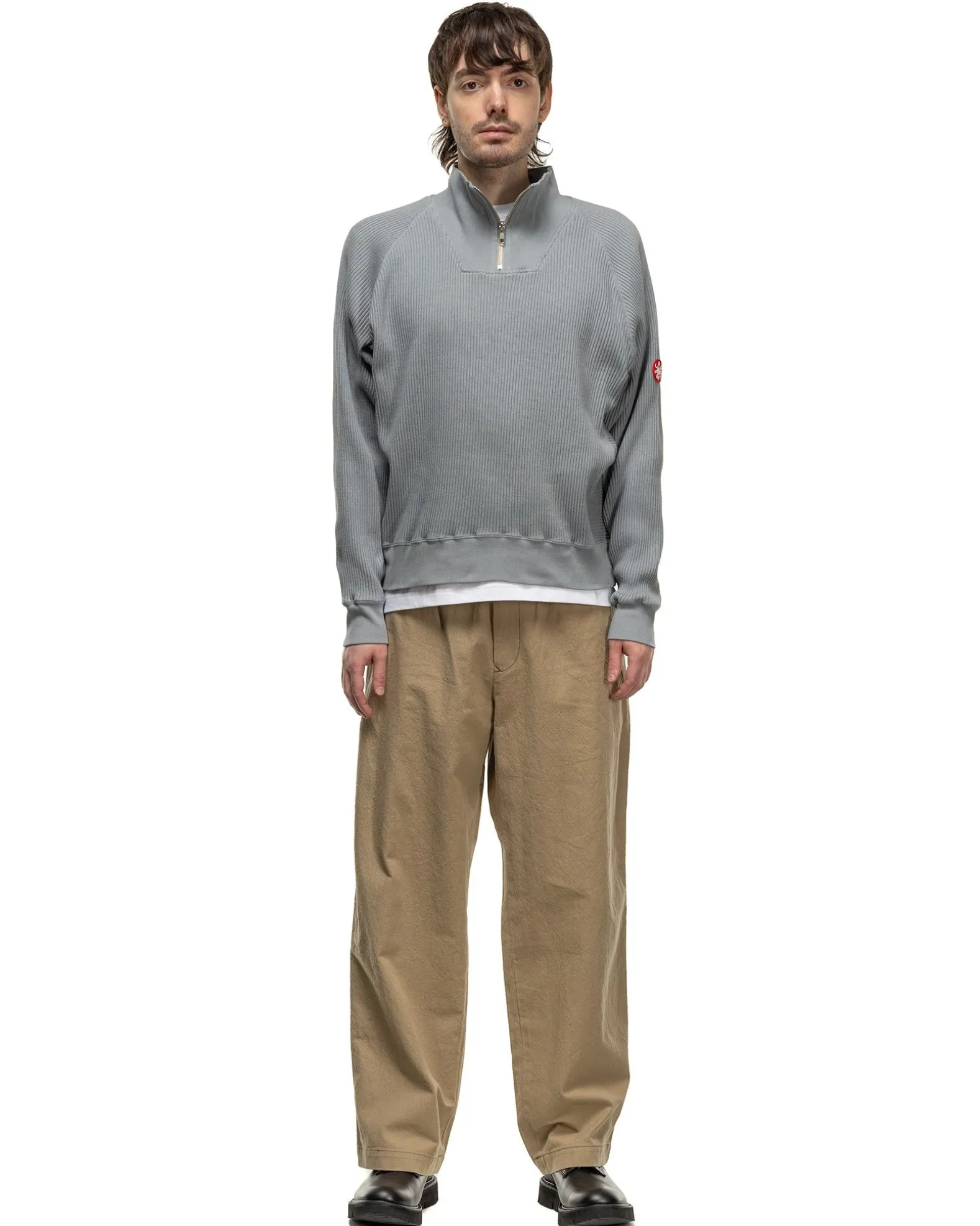 Overdye Wide Rib Cut Half Zip Grey