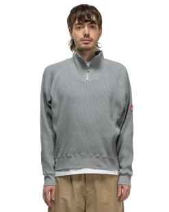 Overdye Wide Rib Cut Half Zip Grey