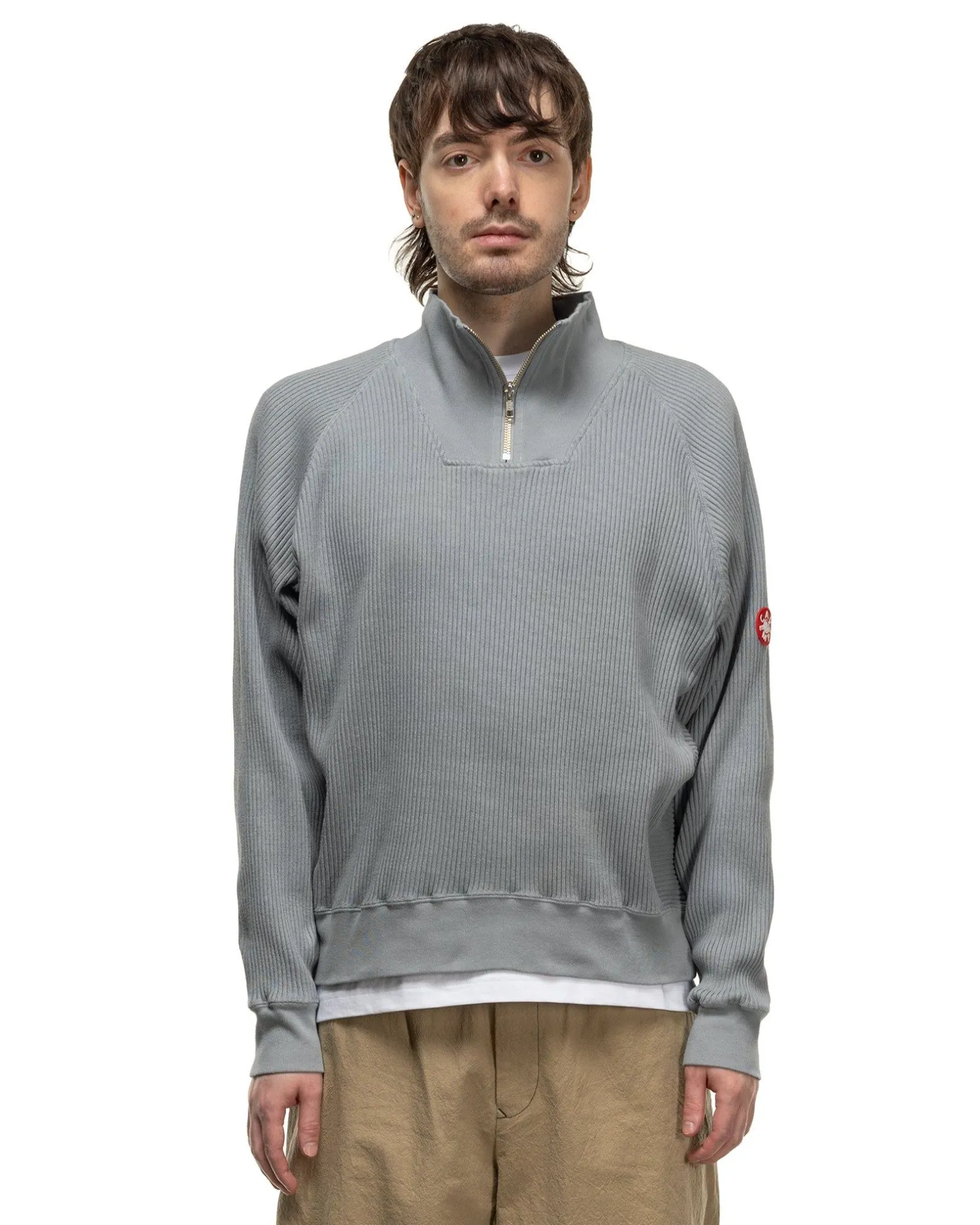 Overdye Wide Rib Cut Half Zip Grey