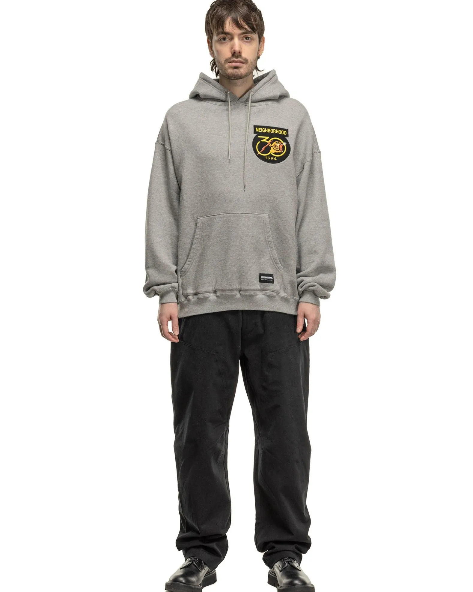 Patched Sweatparka Ls Grey