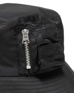 Pocket Double Brim Hat/Nylon Twill Black