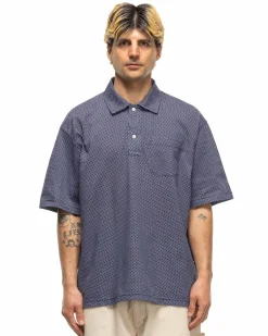 Polo Shirt Polka Dot Pique Navy