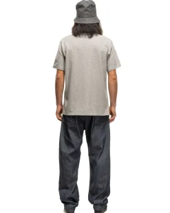 Printed Cross Crew Neck Pocket T-Shirt Satirical Grey