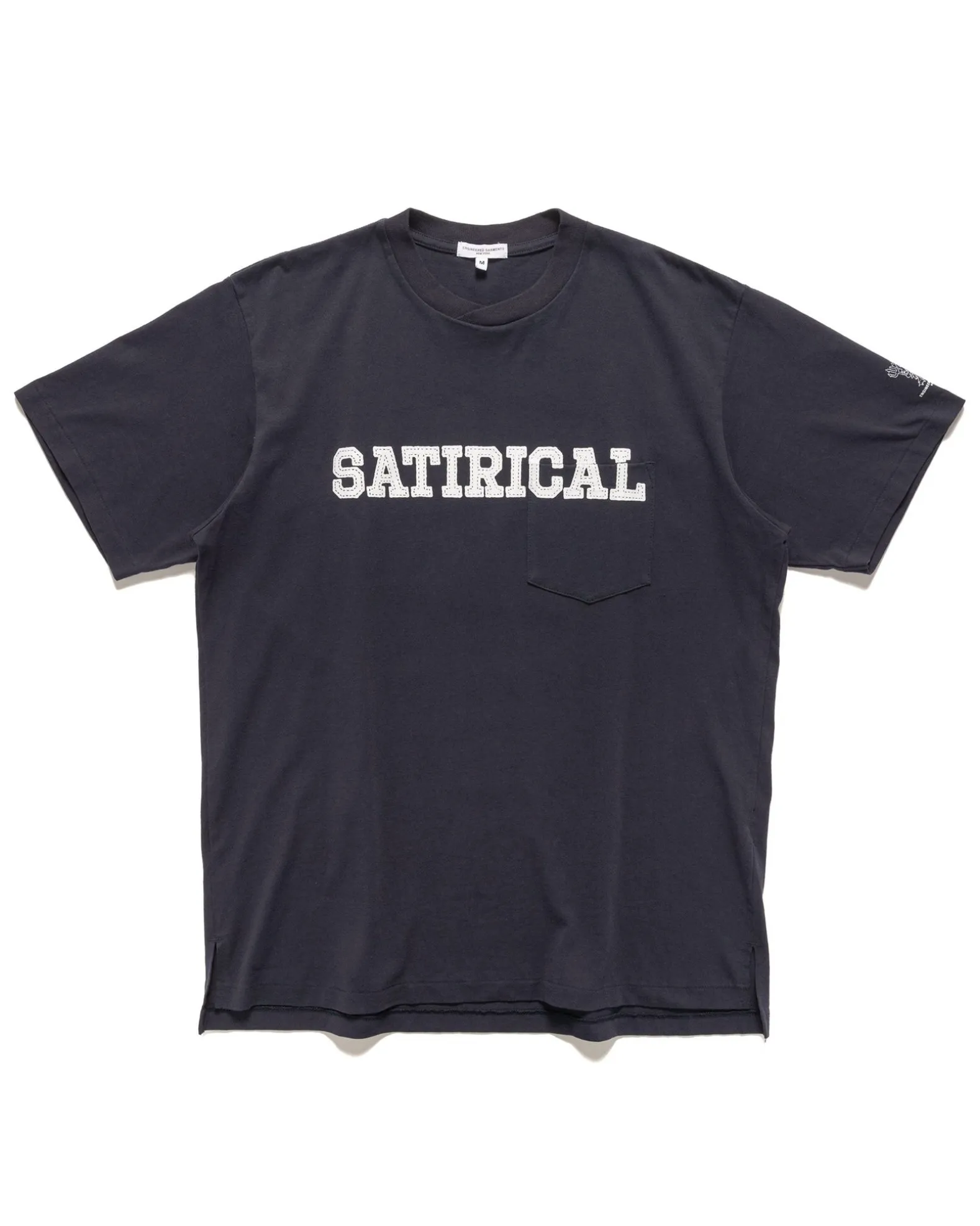 Printed Cross Crew Neck Pocket T-Shirt Satirical Navy