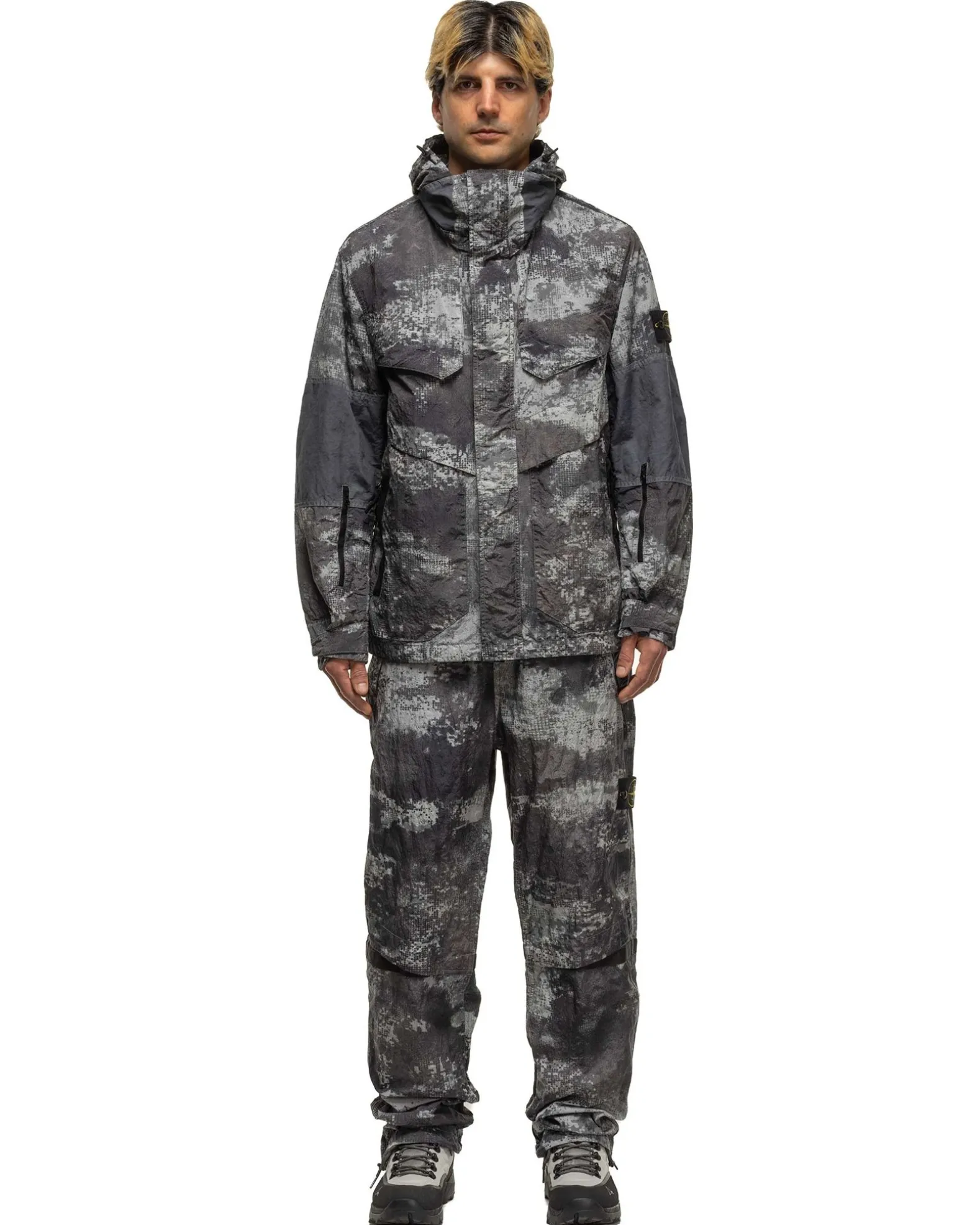 Printed Shell Pants Grey