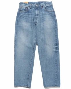 5P Zipper Front Denim Pants Indigo Vintage Wash