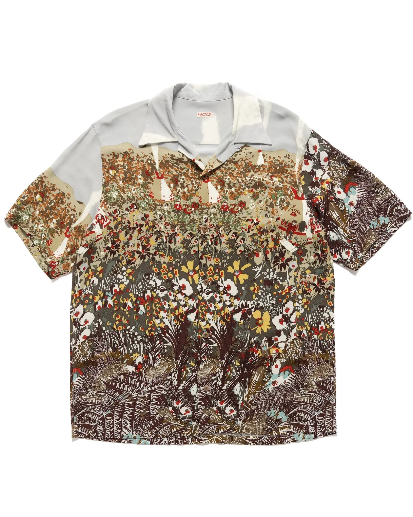 Rayon Nabajo Land Aloha Shirt Light Grey
