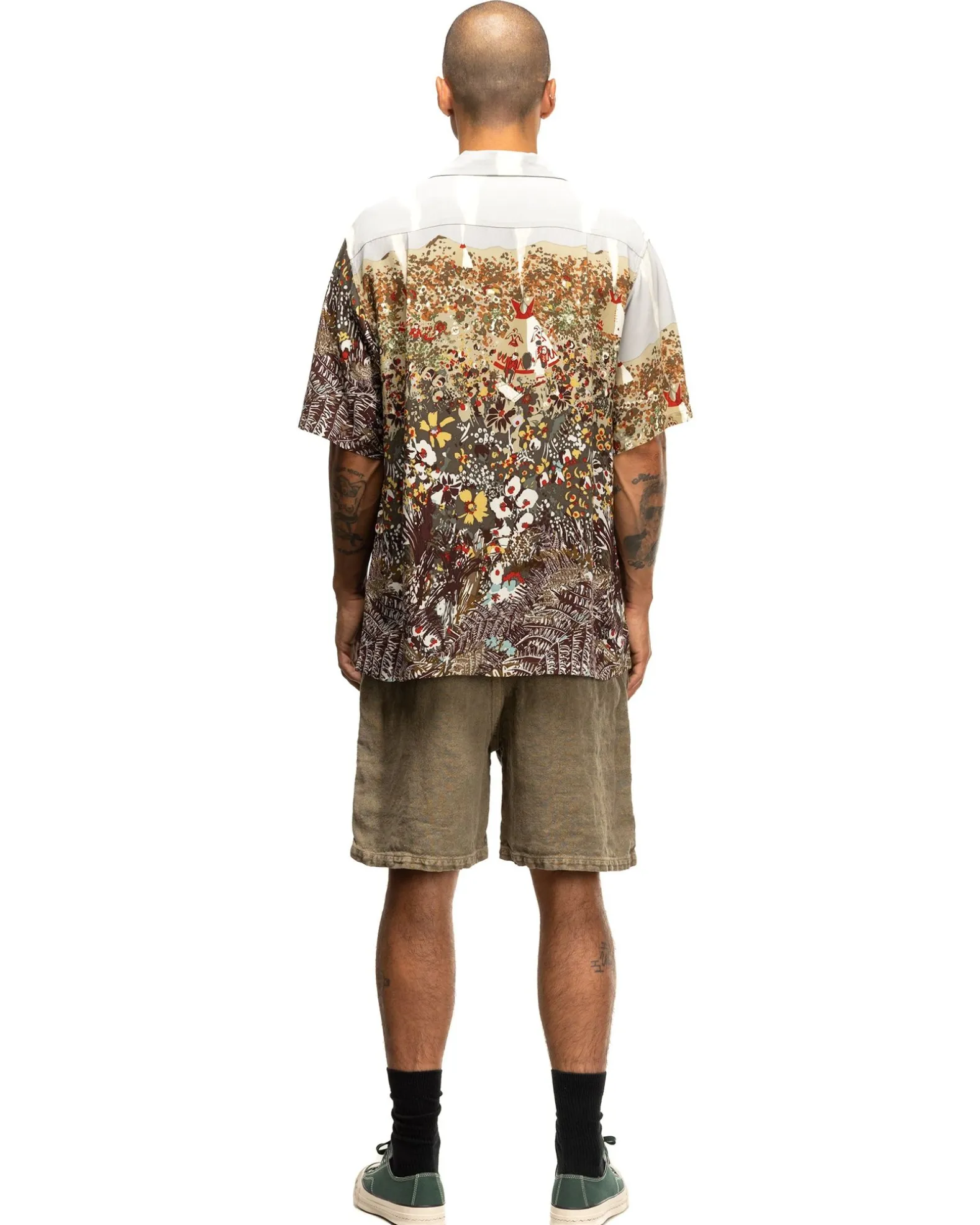 Rayon Nabajo Land Aloha Shirt Light Grey