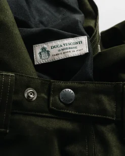 Rig Pants-Duca Visconti Emerized Cotton Twill Olive