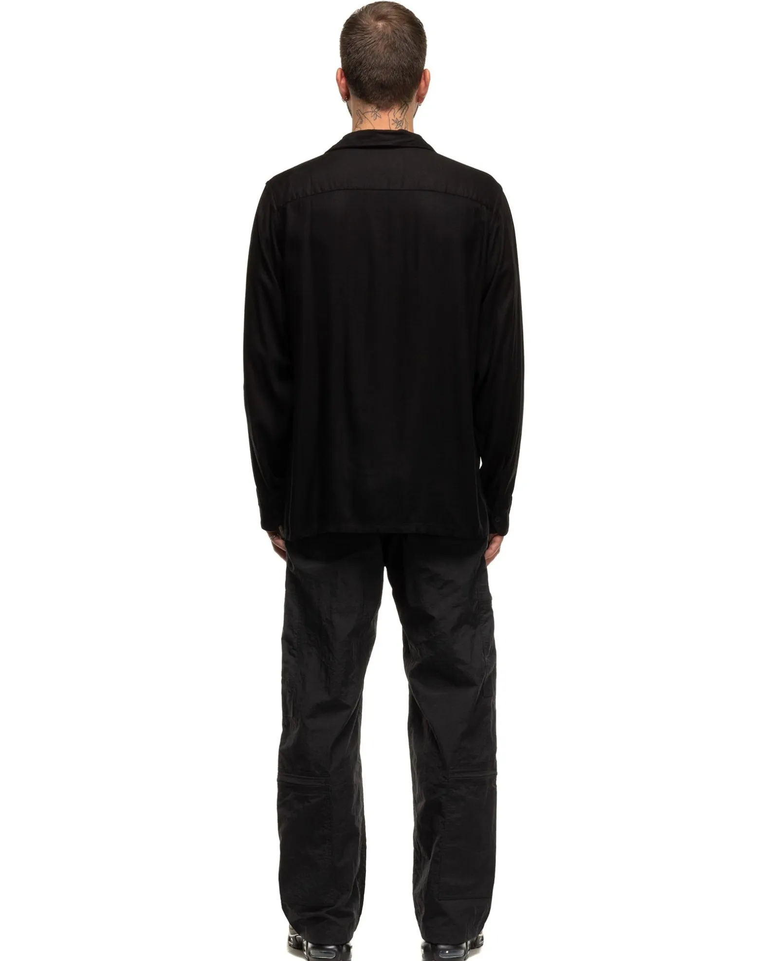 Snowflake Hand Embroidery Shirt Black