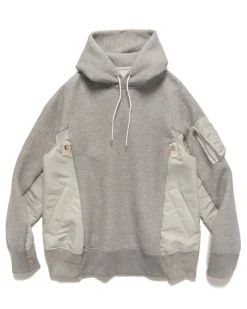 Sponge Sweat X Nylon Twill Hoodie Light Grey