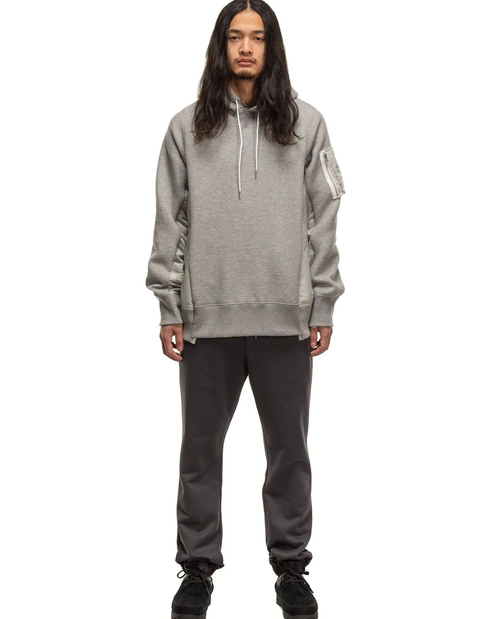 Sponge Sweat X Nylon Twill Hoodie Light Grey