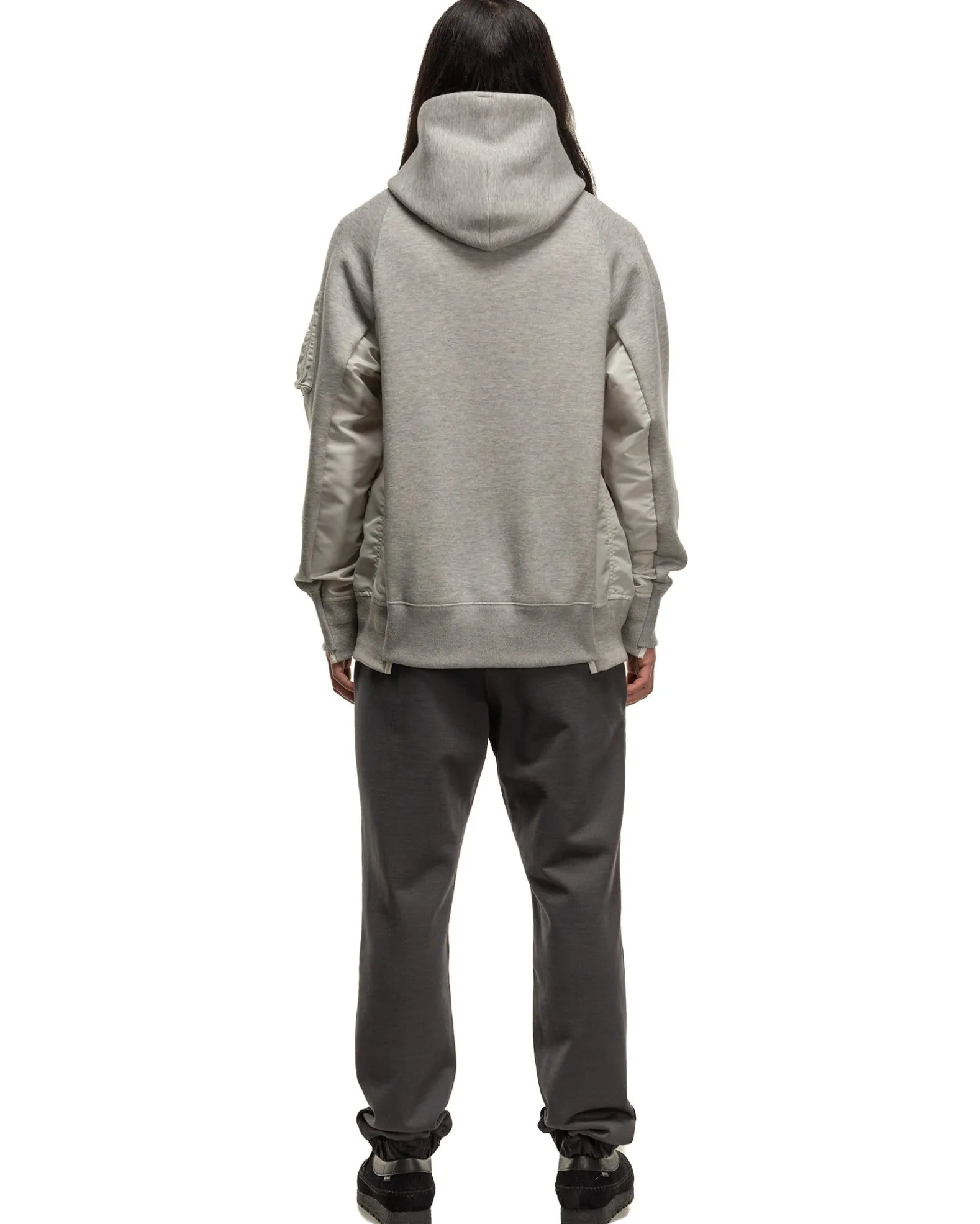 Sponge Sweat X Nylon Twill Hoodie Light Grey
