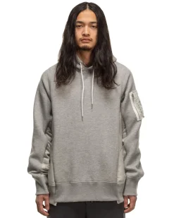 Sponge Sweat X Nylon Twill Hoodie Light Grey