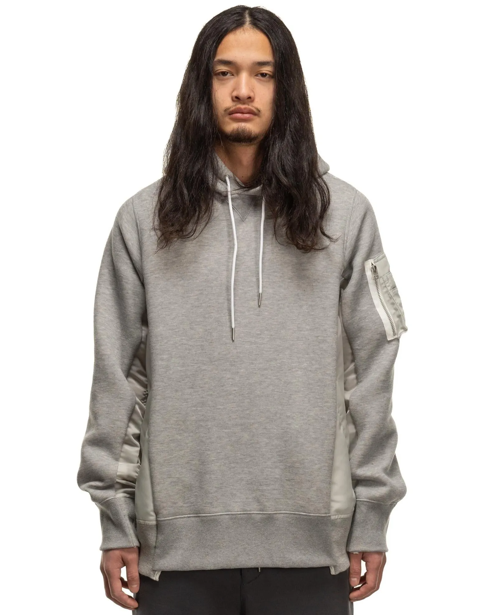 Sponge Sweat X Nylon Twill Hoodie Light Grey