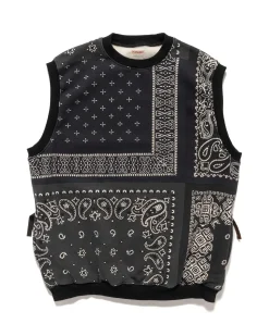 30/-Swt Knit Bandanna Big Vest Black