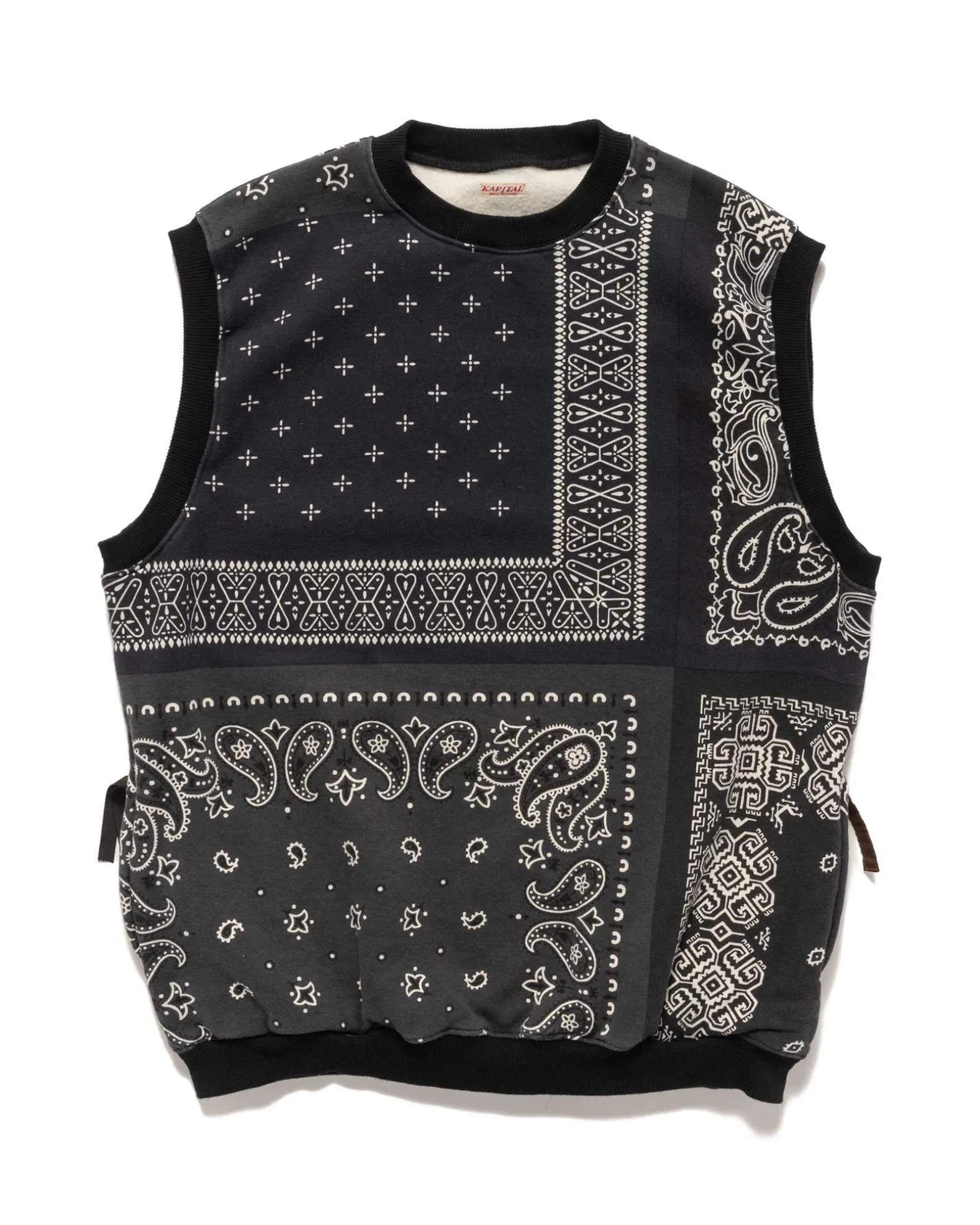 30/-Swt Knit Bandanna Big Vest Black