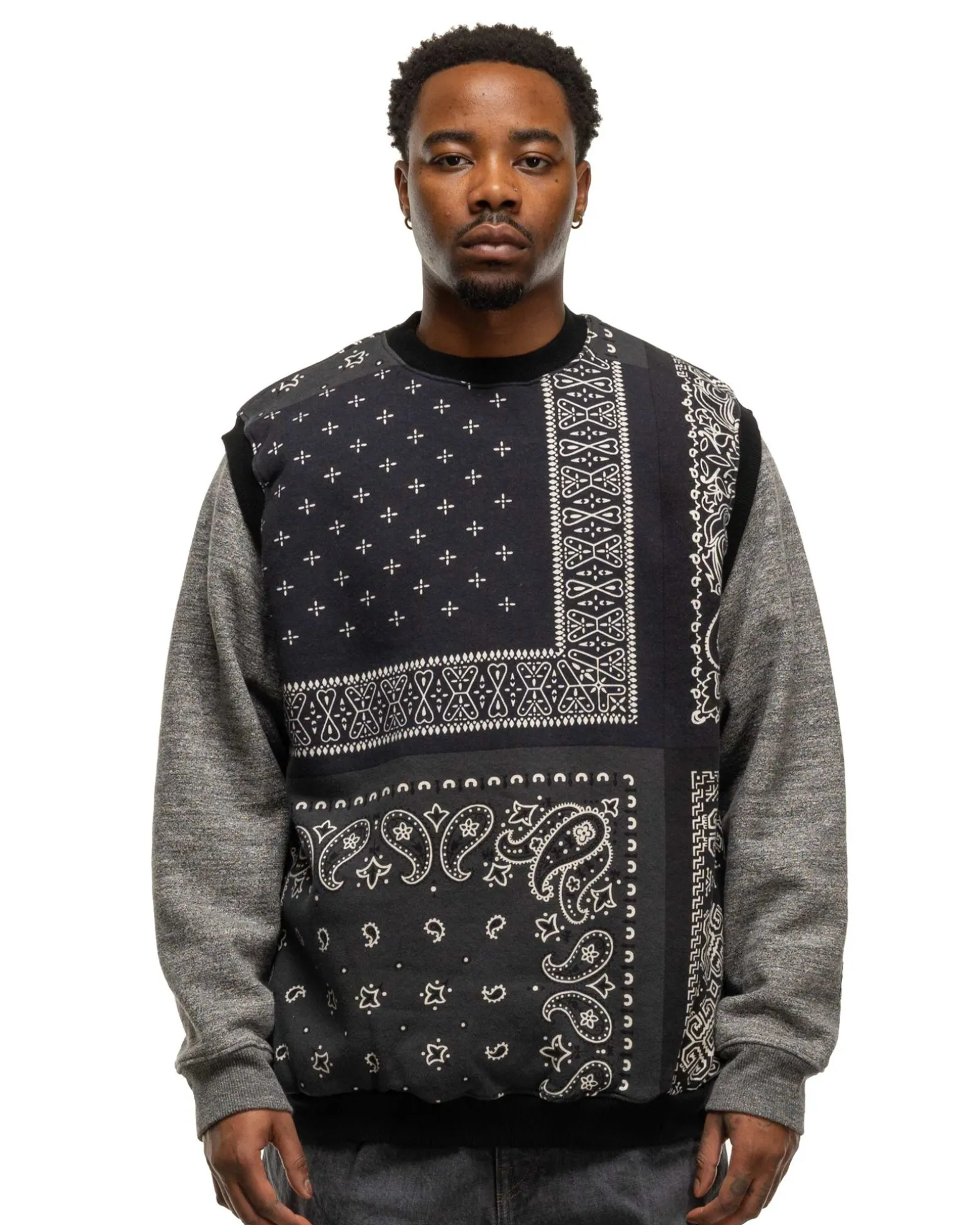 30/-Swt Knit Bandanna Big Vest Black