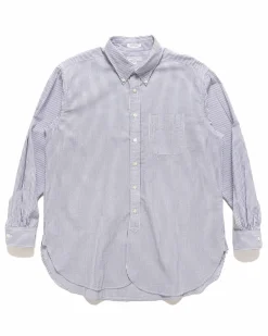 19Th Century Bd Shirt Cotton Seersucker Navy/White