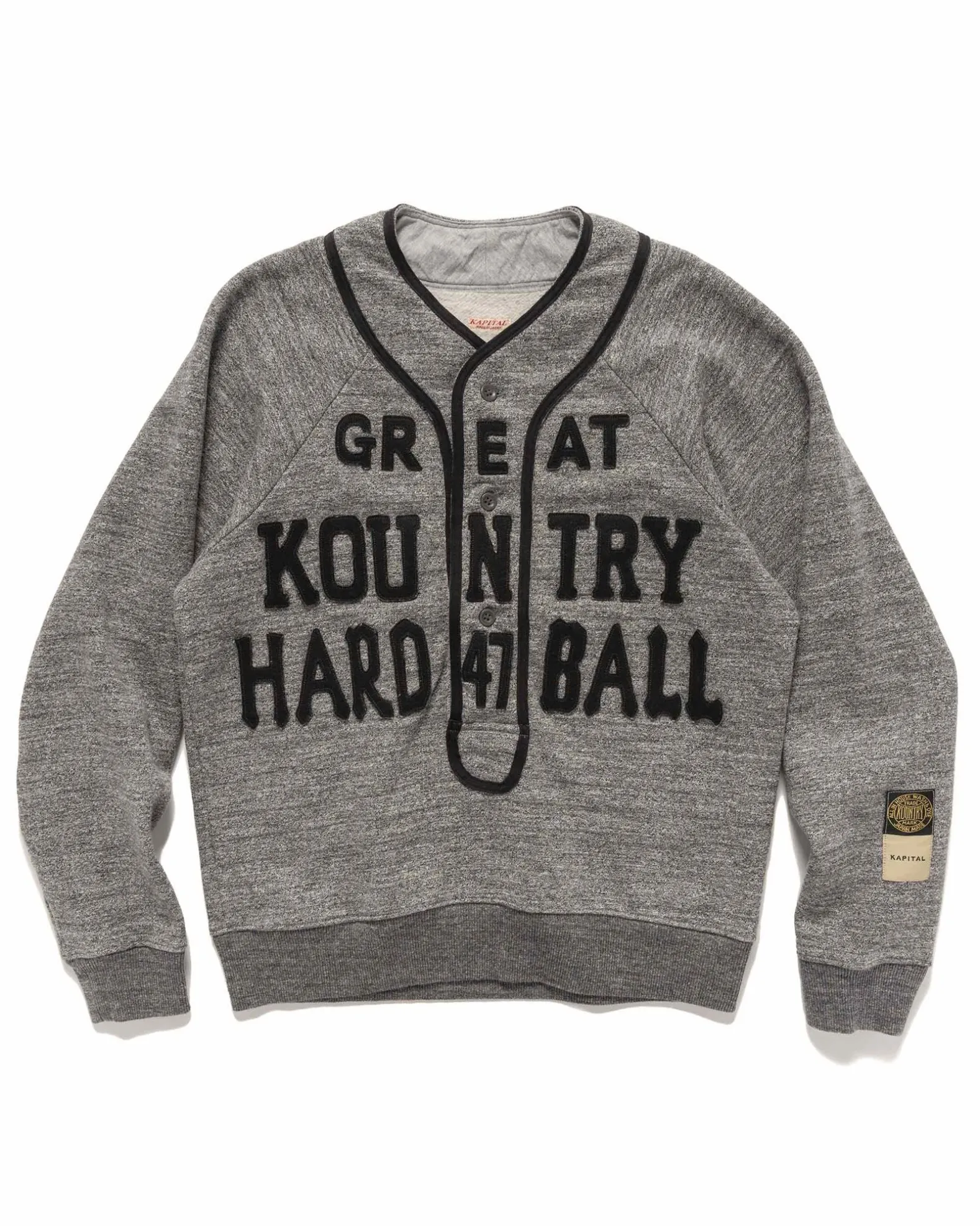 Top Jersey Baseball Henley Swt (Great Kountry) Charcoal