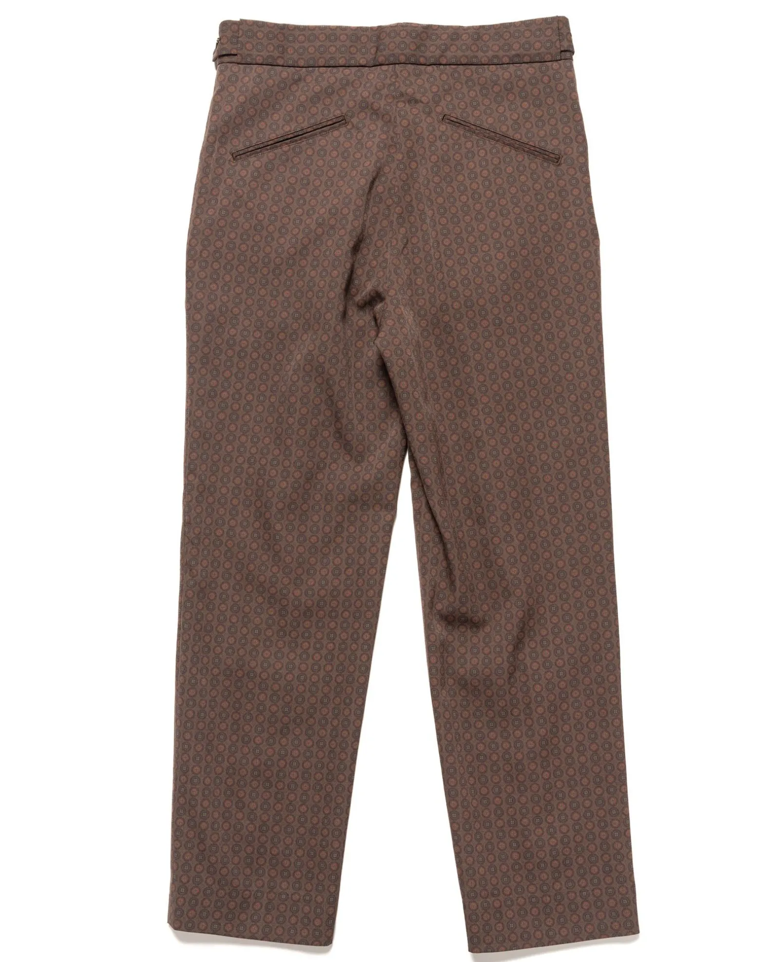 Tucked Side Tab Trouser-Wool Gabardine/Printed Brown/Fine Pattern